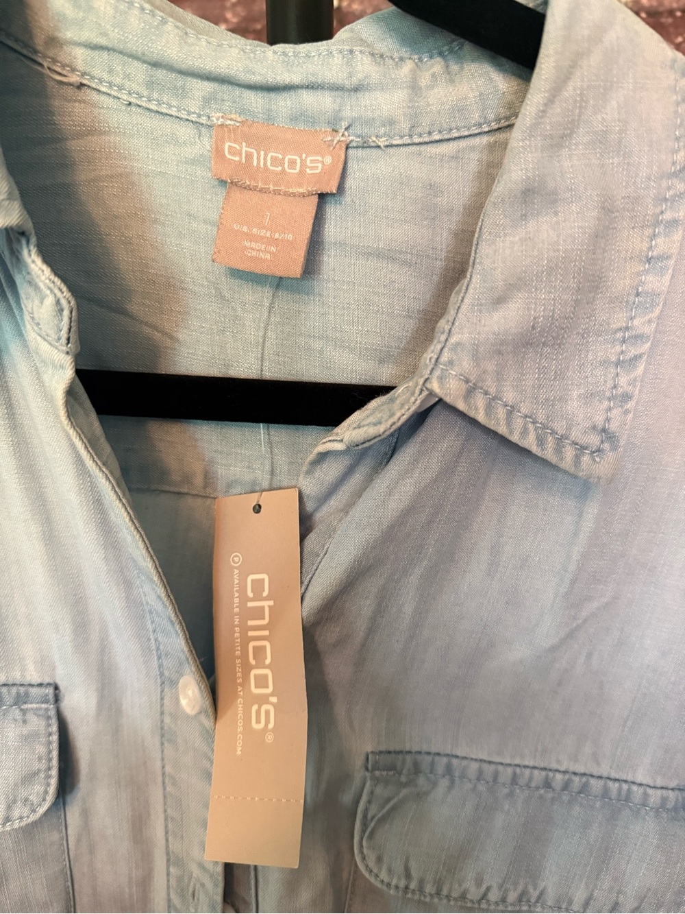 Chico's Light Blue Button-Front Shirt